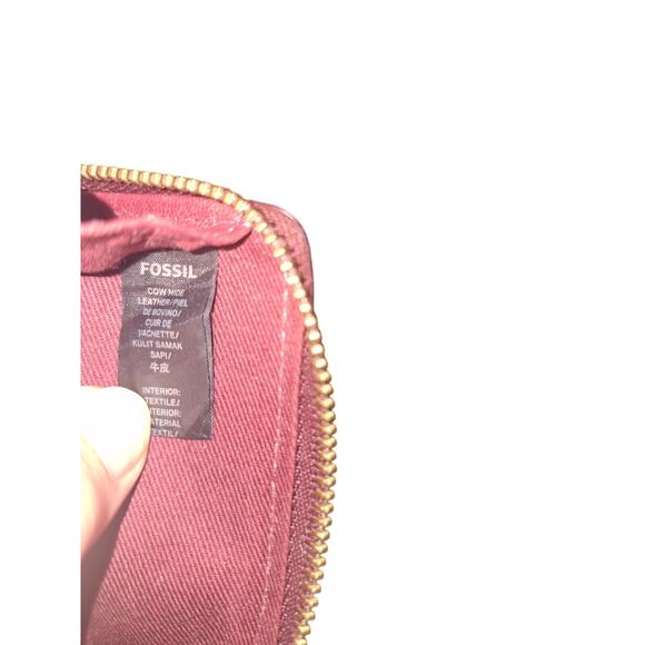 Fossil Leather Burgundy Card Holder Card Wallet Pocket Wallet Apron Wallet Boho - Picture 5 of 5